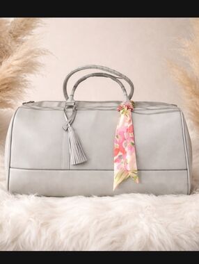 Saffiano Gray Ms Lovely Vegan Leather Duffle NWT